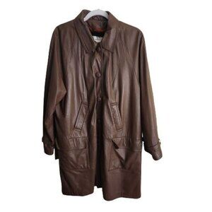 Vintage 70s Deerskin Brown Leather Zip Out Faux Fur Lined Jacket Size 18